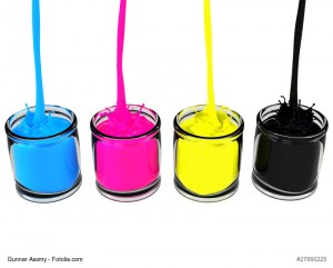 CMYK pouring paint